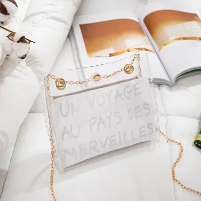 Letter Printed Transparent Jelly Shoulder Messenger Bags Women 2020 Fashion Female Crossbody Sling Handbags Girls