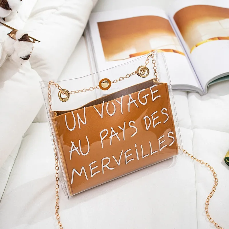 Letter Printed Transparent Jelly Shoulder Messenger Bags Women 2020 Fashion Female Crossbody Sling Handbags Girls