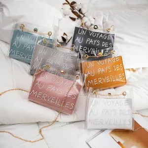Letter Printed Transparent Jelly Shoulder Messenger Bags Women 2020 Fashion Female Crossbody Sling Handbags Girls