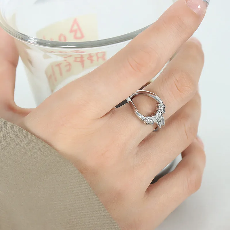Luxurious Geometric Hollow Stacked Titanium Steel Ring - Elegant 18K Gold Plated Jewelry