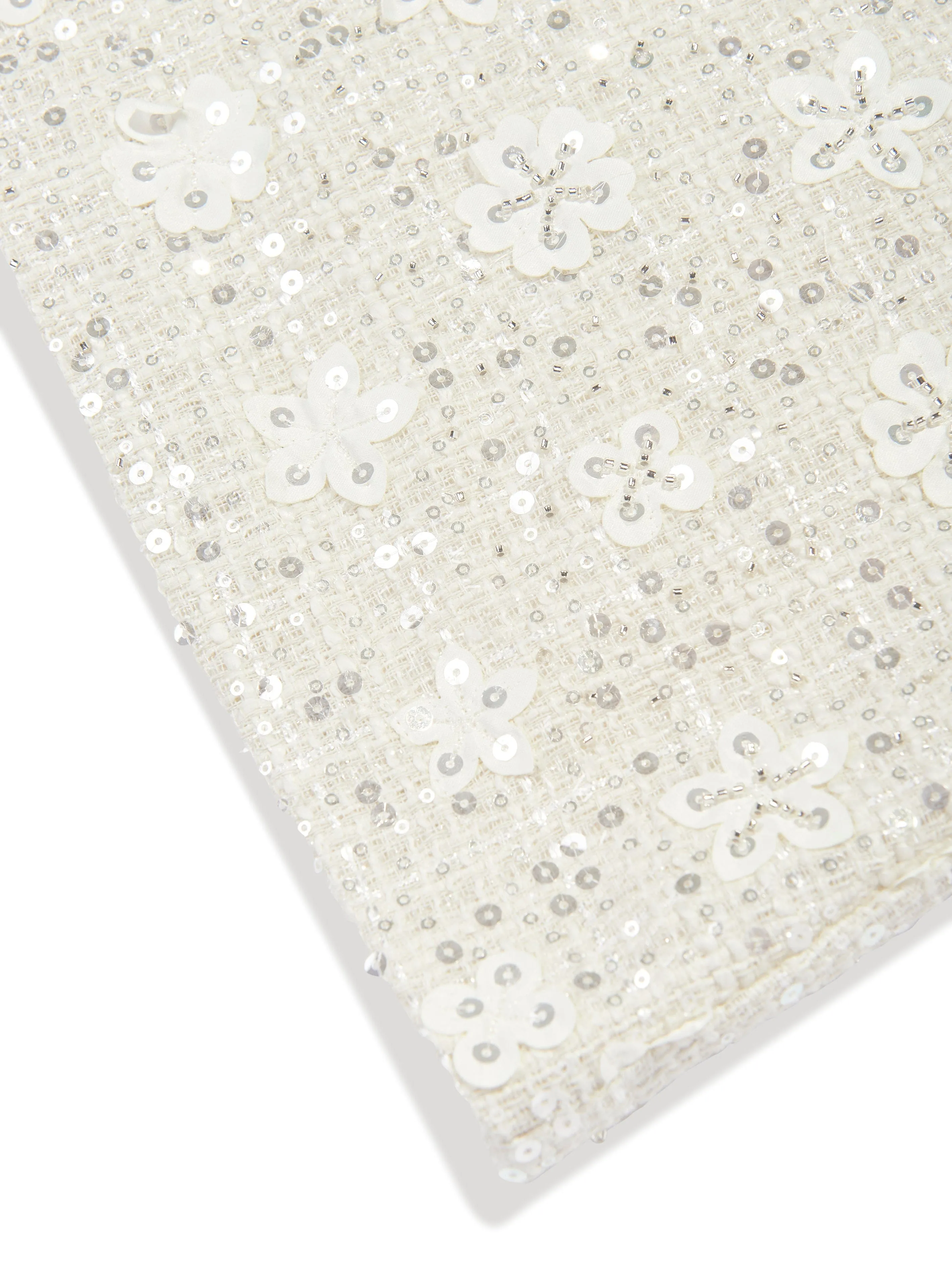 Mama Luma Girls Sequin Embroidered Skirt in White