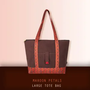 Maroon Petals Large Tote Bag