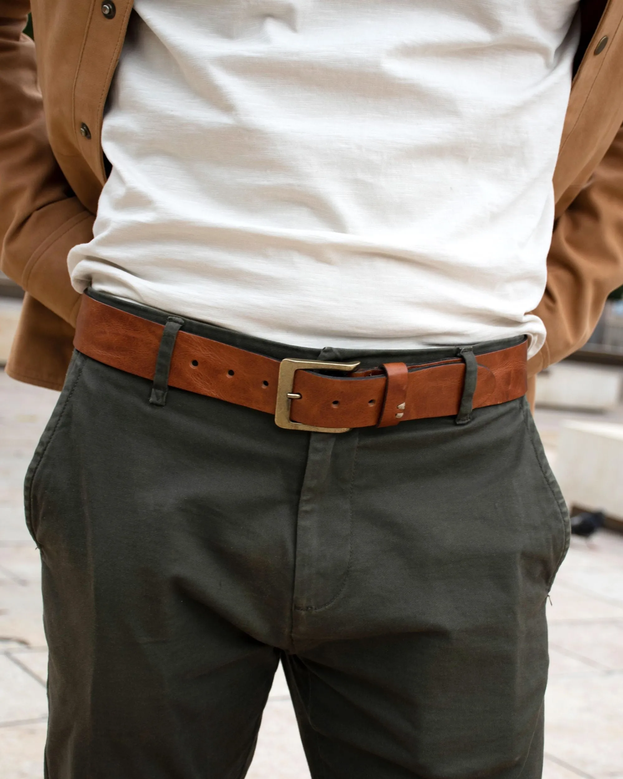 Mattie | Gold Buckle Full Grain Leather Belt