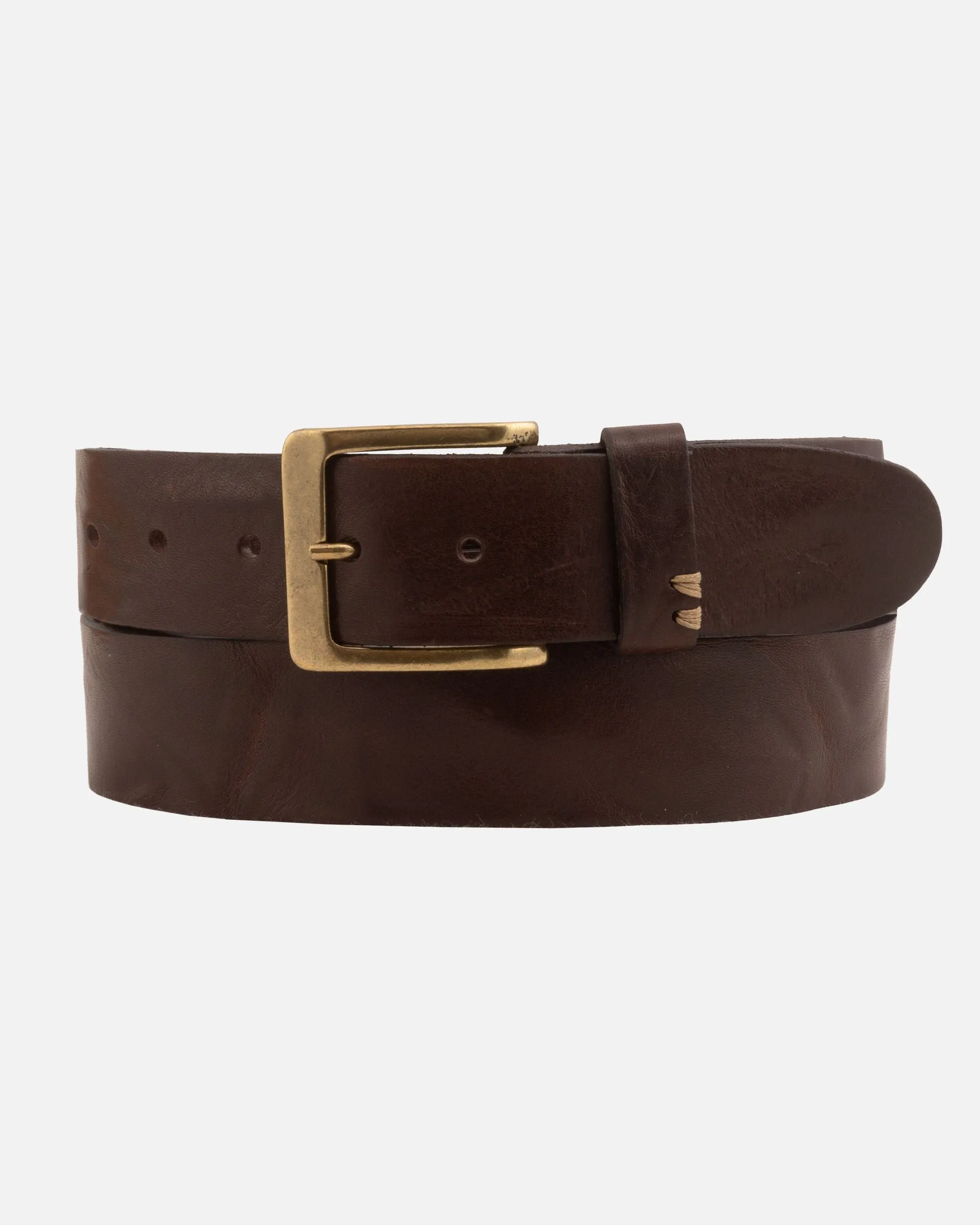 Mattie | Gold Buckle Full Grain Leather Belt