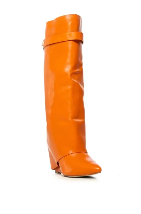 MELINA ORANGE WEDGE BOOT