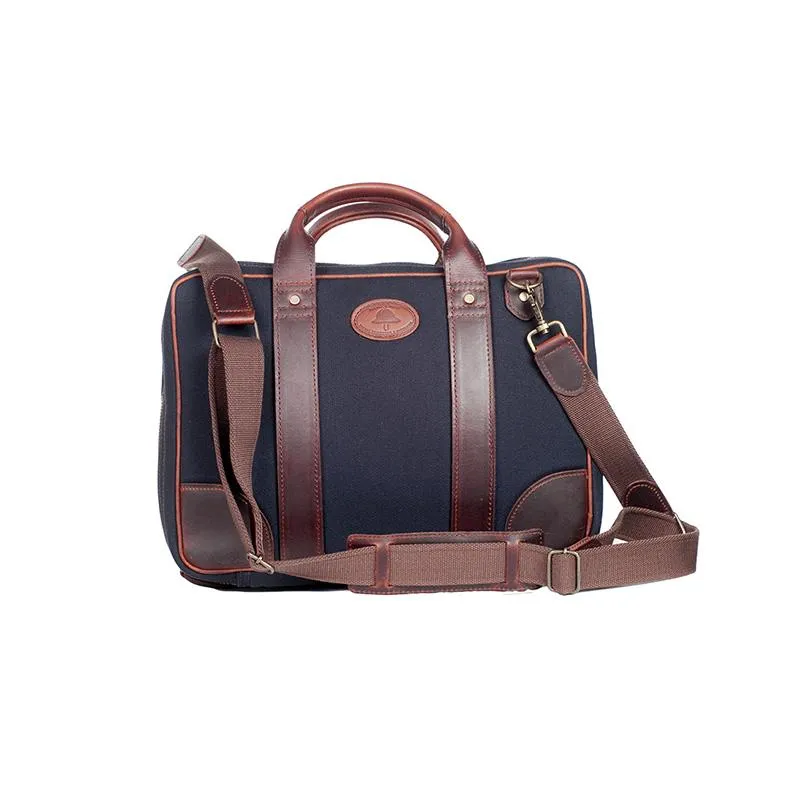 Melvill & Moon Black Canvas Double Zip Laptop Bag