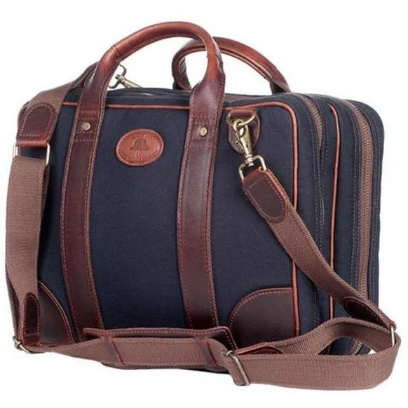 Melvill & Moon Black Canvas Double Zip Laptop Bag