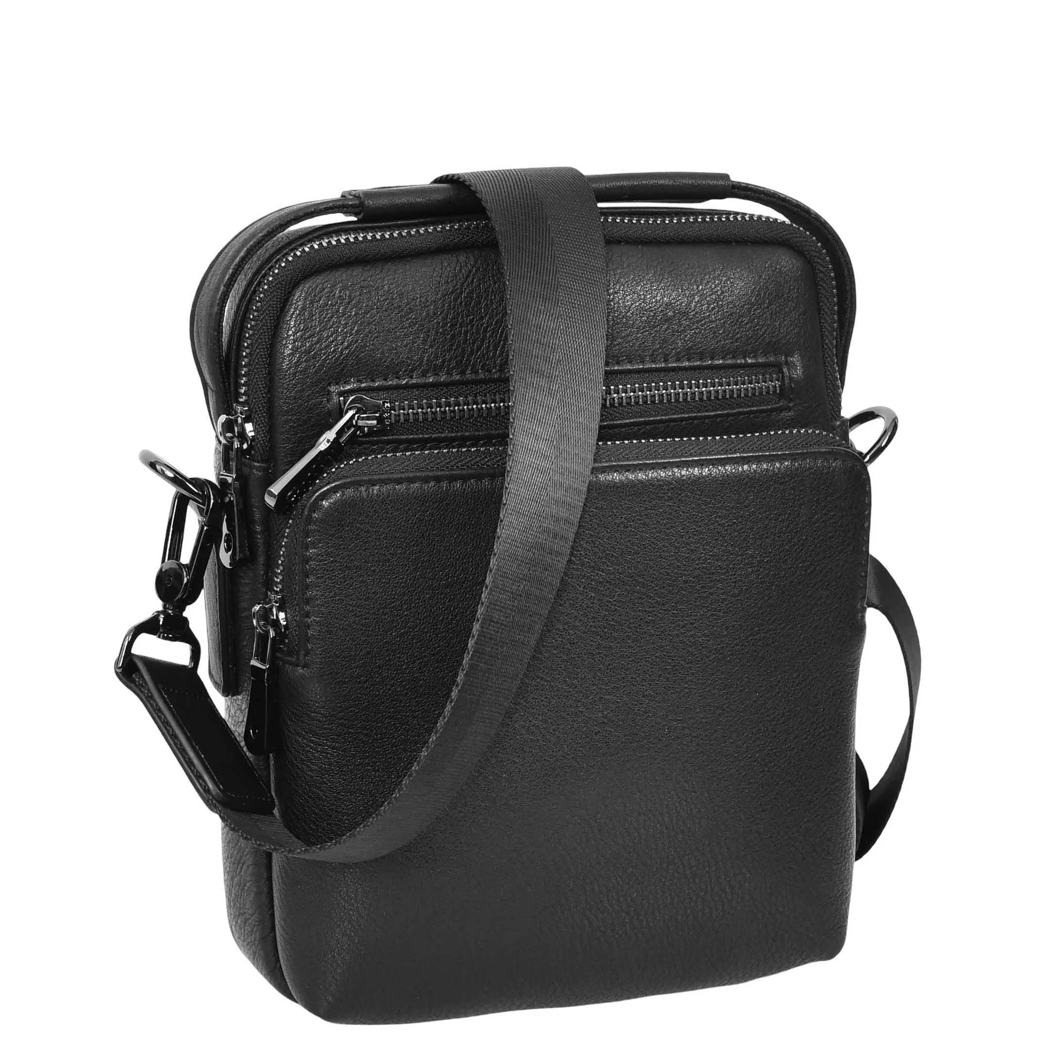 Mens Leather Messenger Bag Casual Crossbody Flight Bag A308 Black