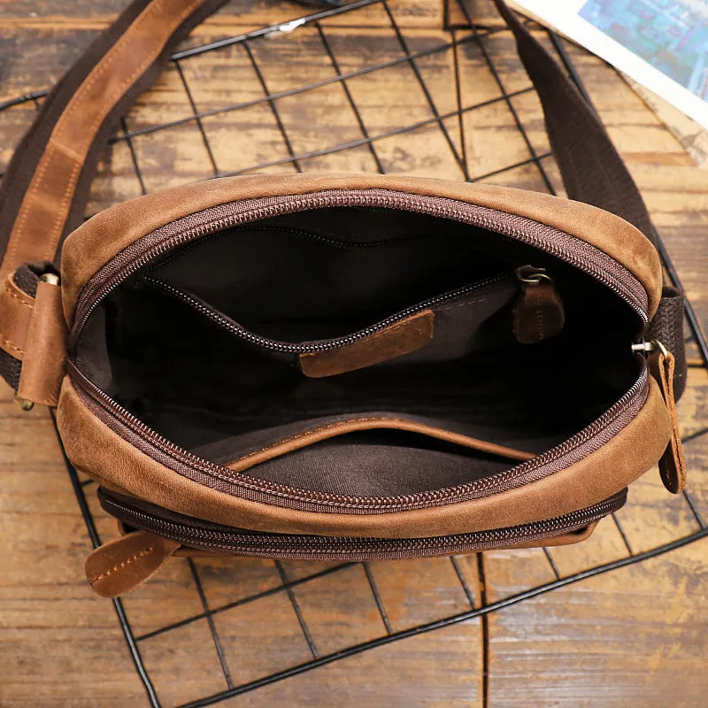 Men's Leather Messenger Bag For Large Ipad