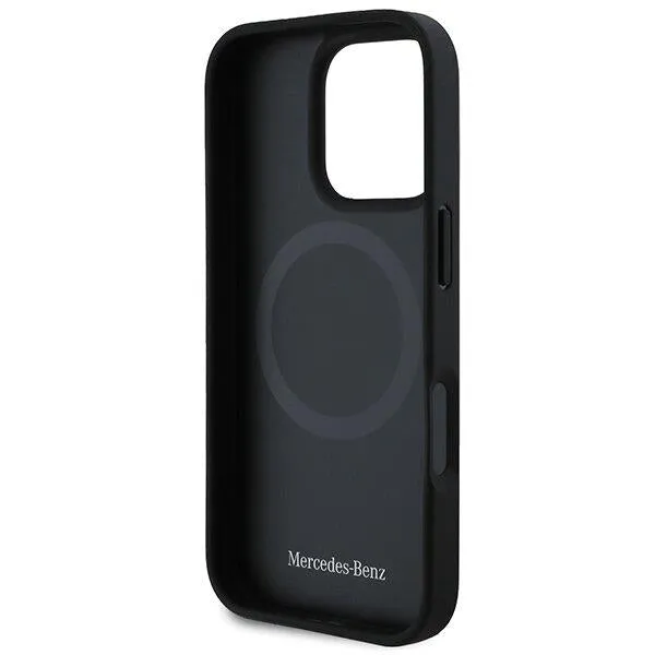 Mercedes Textured And Plain Leather Case with MagSafe for iPhone 16 Pro Max 6.9" Black - MEHMP16X23RBARK