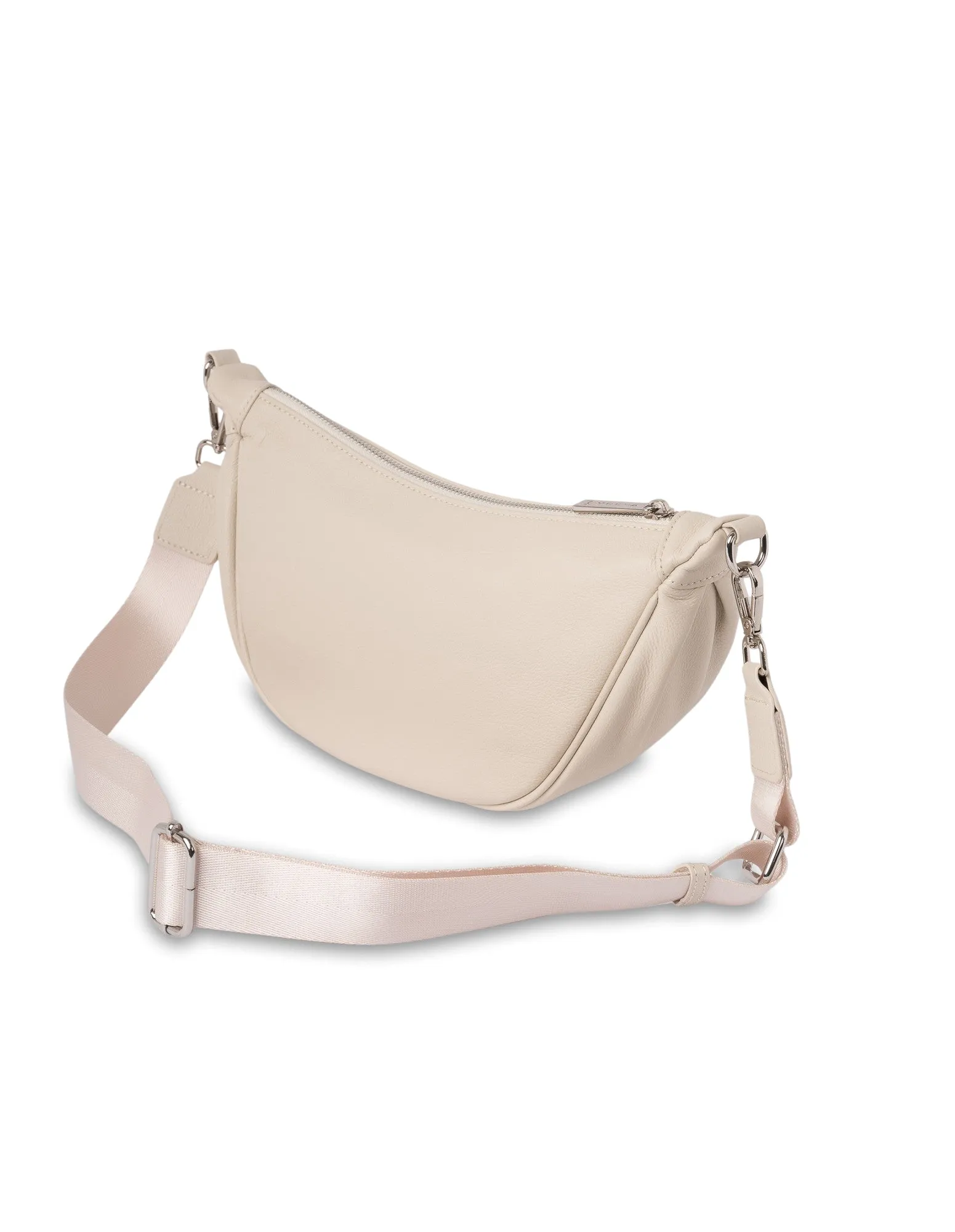 Mocha Catalina Leather Crossbody Bag - Cream