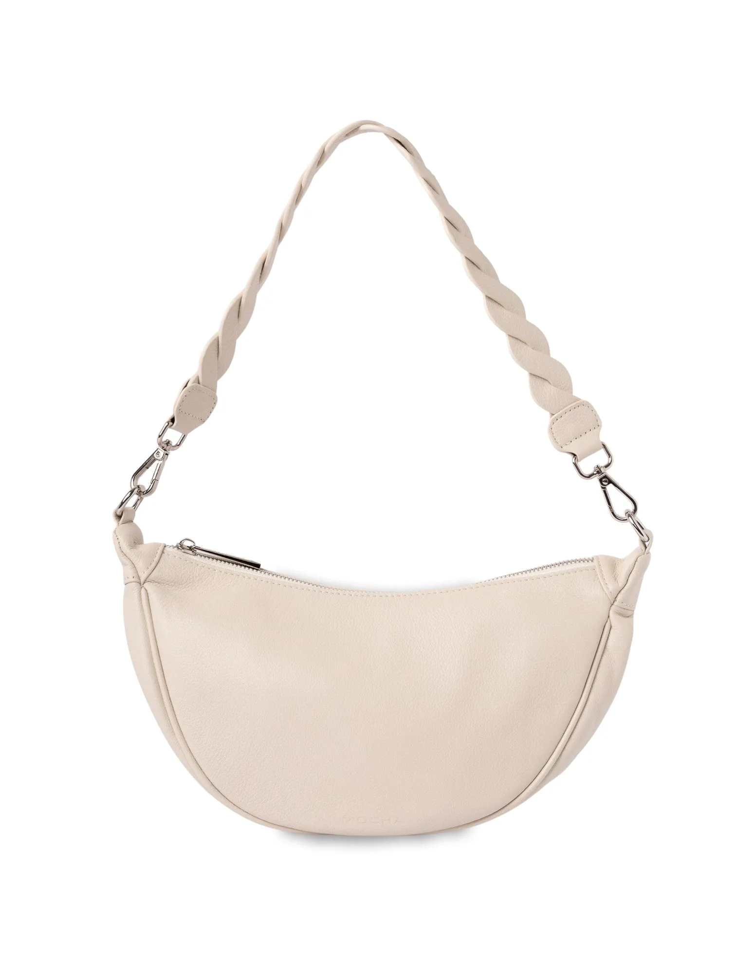 Mocha Catalina Leather Crossbody Bag - Cream