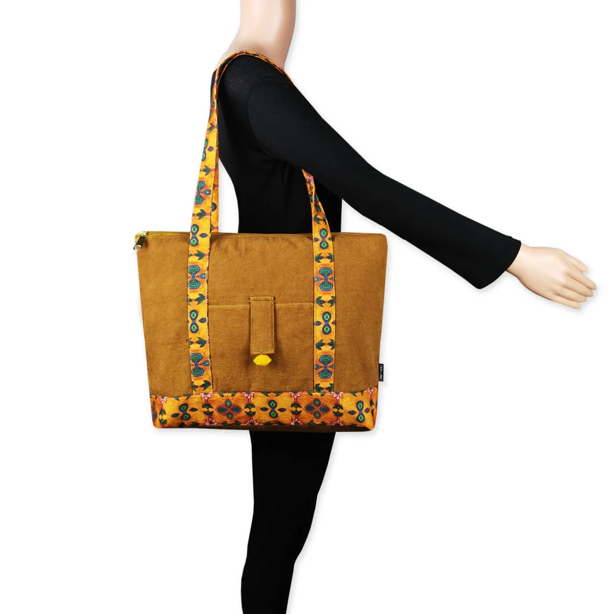 Mustard Mughal Large Tote Bag
