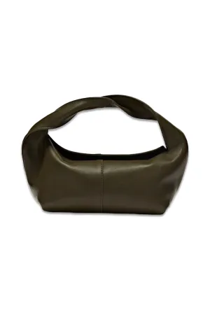 Nappa Leather Croissant Bag, Khaki