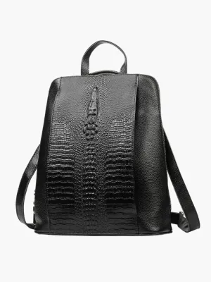 Natalie | Sophisticated Croc-Embossed Leather Backpack