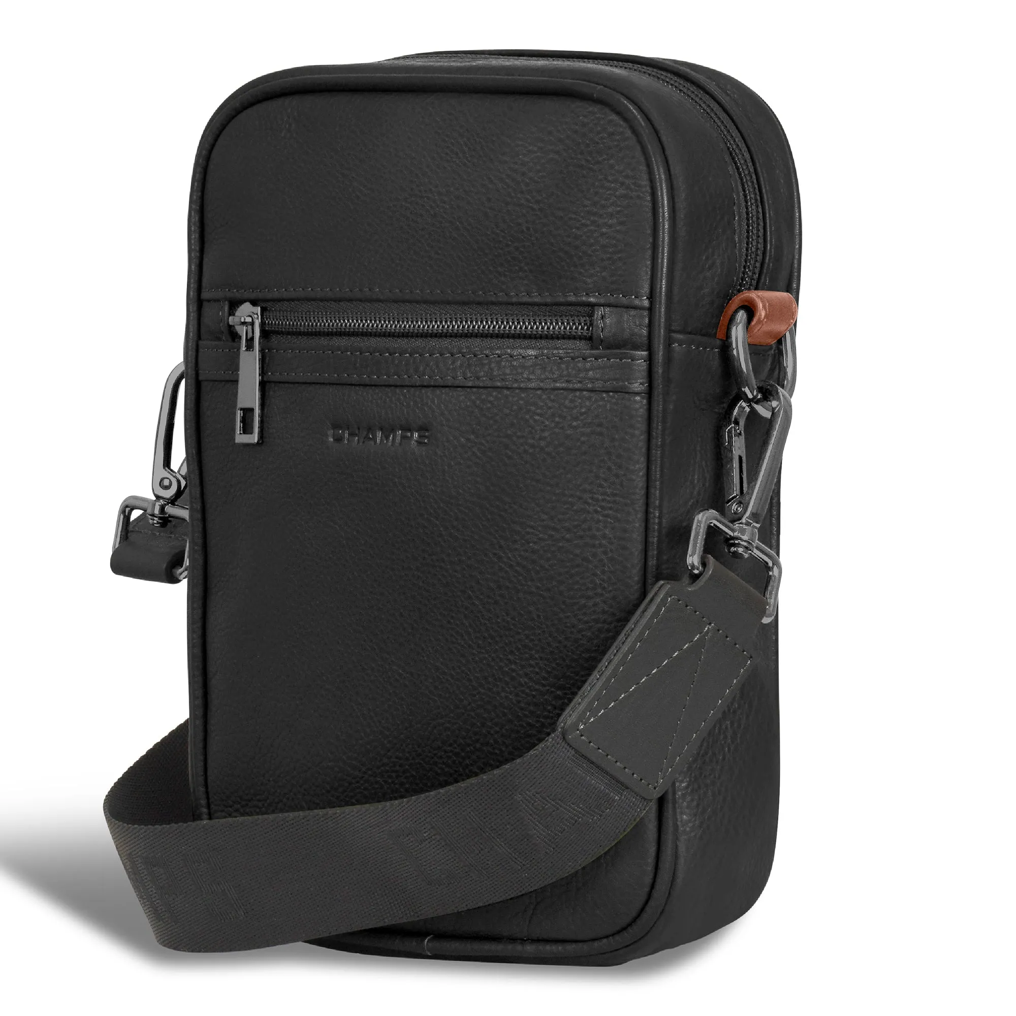 Onyx / Leather Vertical Cross-Body Bag