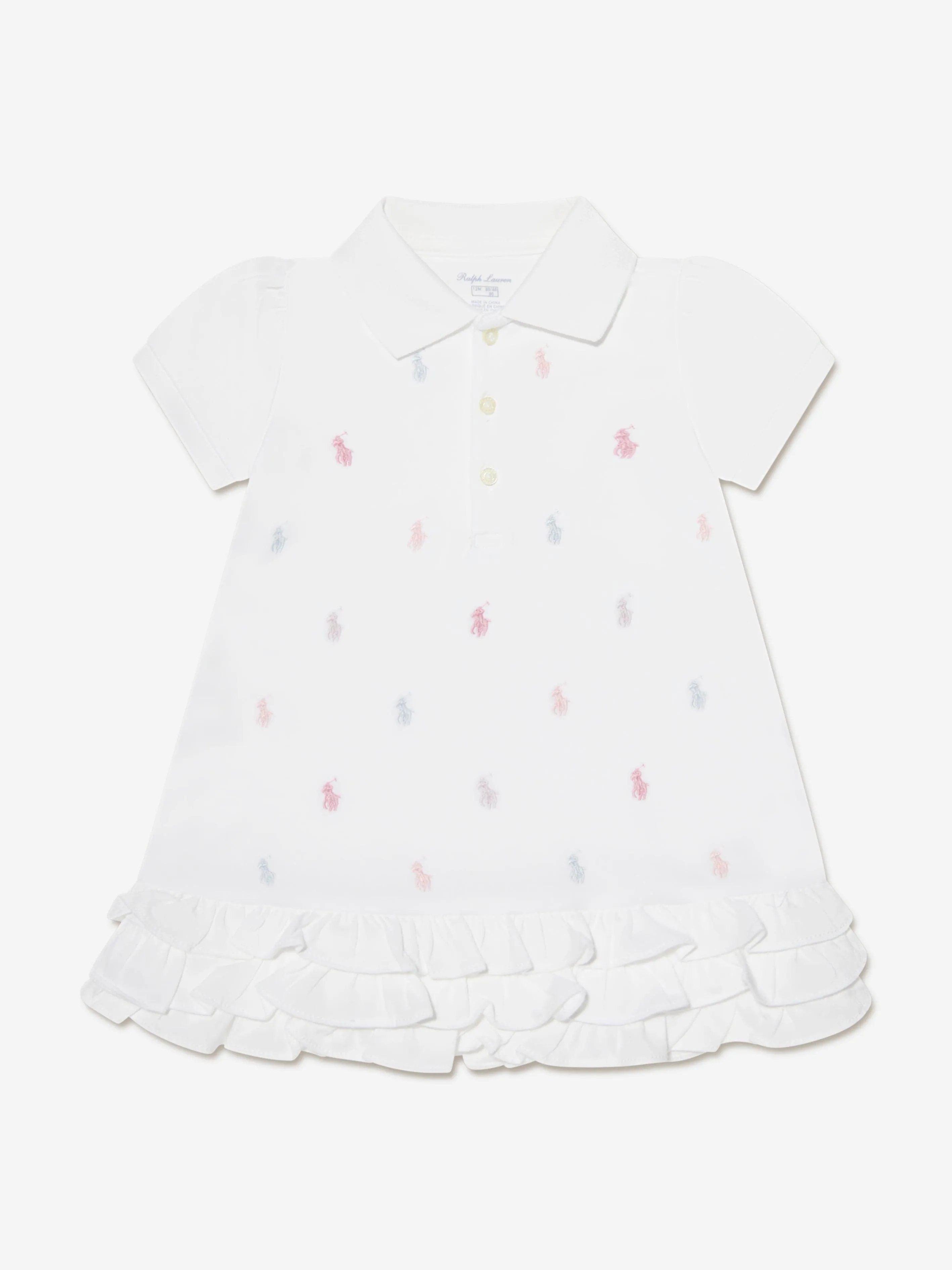 Ralph Lauren Baby Girls Schiffli Polo Dress in White