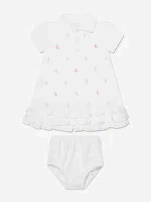 Ralph Lauren Baby Girls Schiffli Polo Dress in White