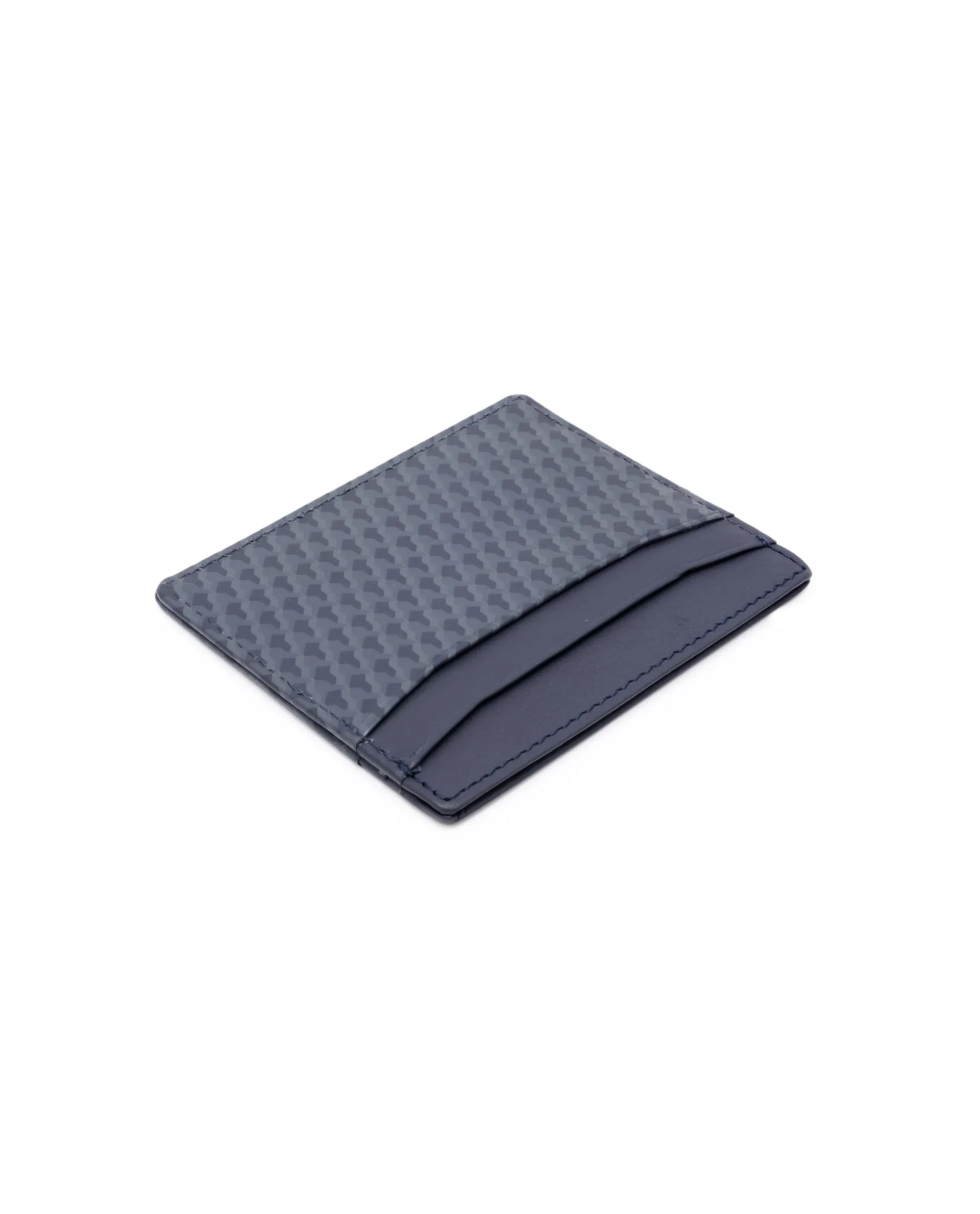 Rare Rabbit Mens Drac Blue Slim RFID Monogram Print Credit Card Holder