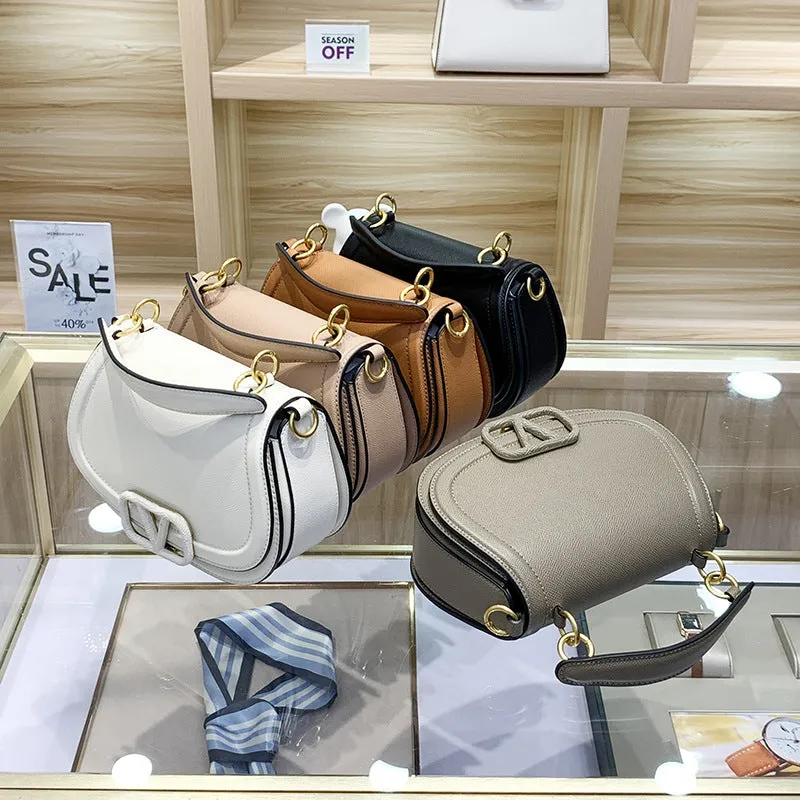 SEALBEER Niche design light luxury women's bag new leather saddle bag women's retro handbag fashionable versatile shoulder messenger bag