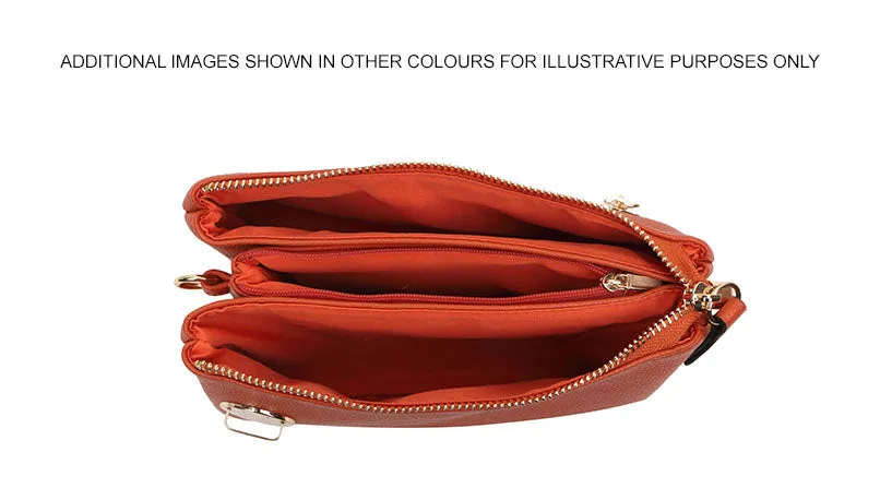 SMALL MULTI-POCKET CROSS BODY CLUTCH BAG WITH WRISTLET - RED