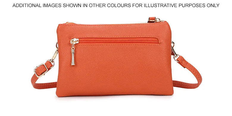 SMALL MULTI-POCKET CROSS BODY CLUTCH BAG WITH WRISTLET - RED