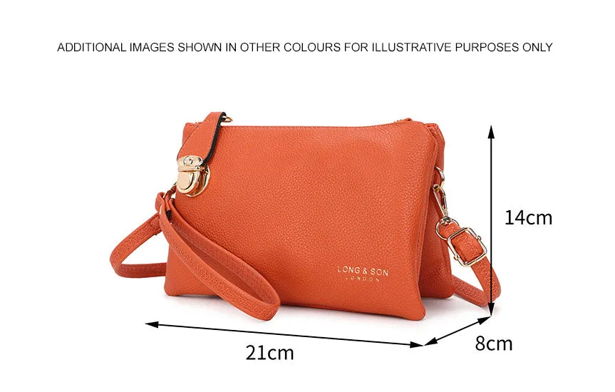 SMALL MULTI-POCKET CROSS BODY CLUTCH BAG WITH WRISTLET - RED