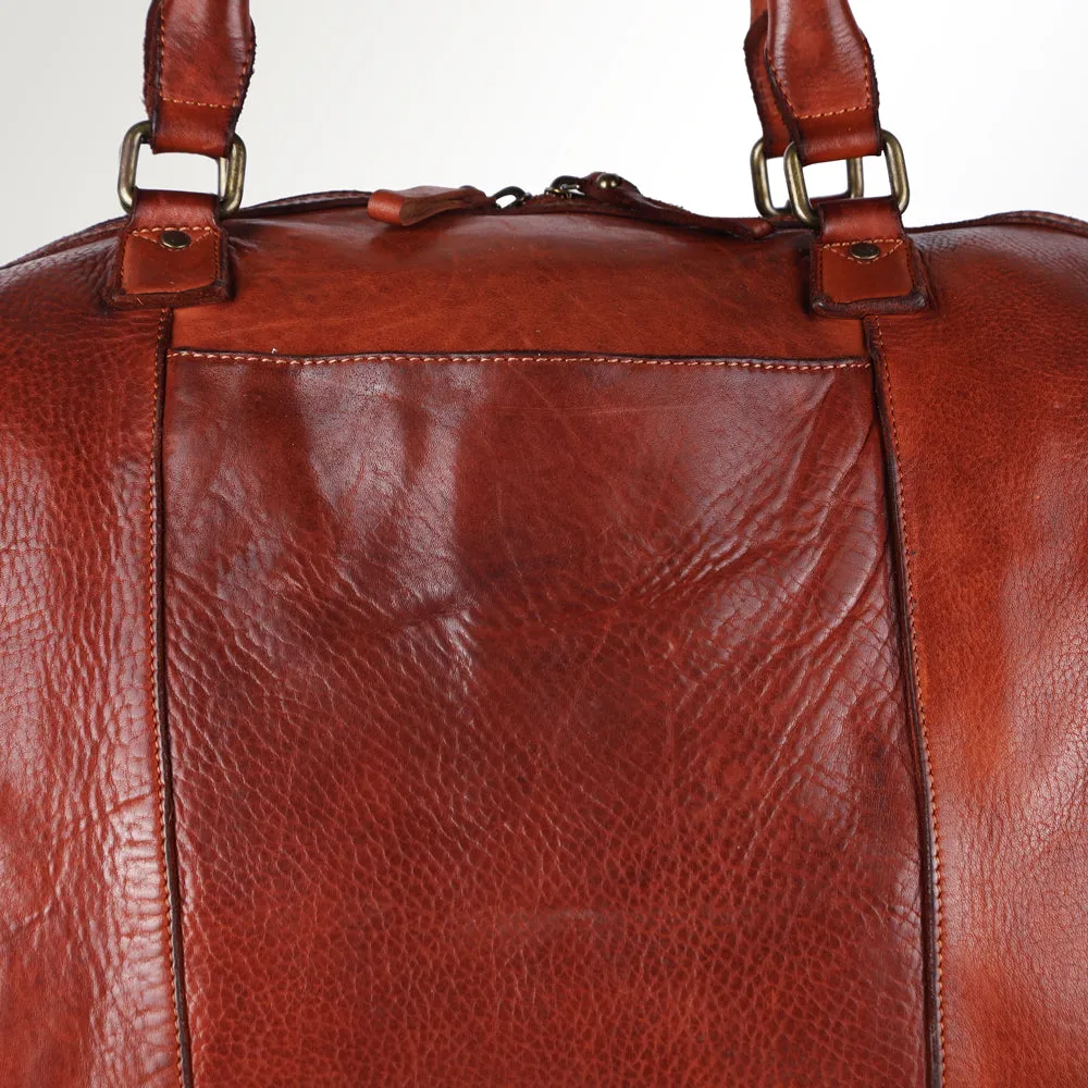 Spaghetti Western Swc418Cg Duffel Vintage Handmade Drum Dyed Genuine European Cowhide Leather Women Bag Western Handbag Purse