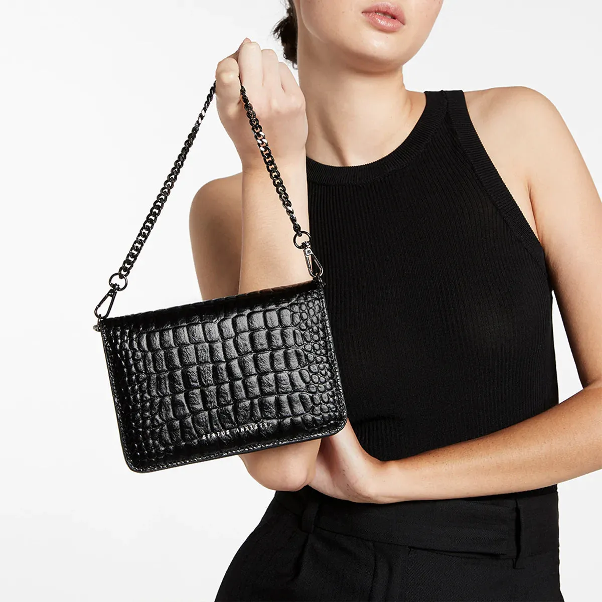 STATUS ANXIETY - She Burns - Black Croc Emboss