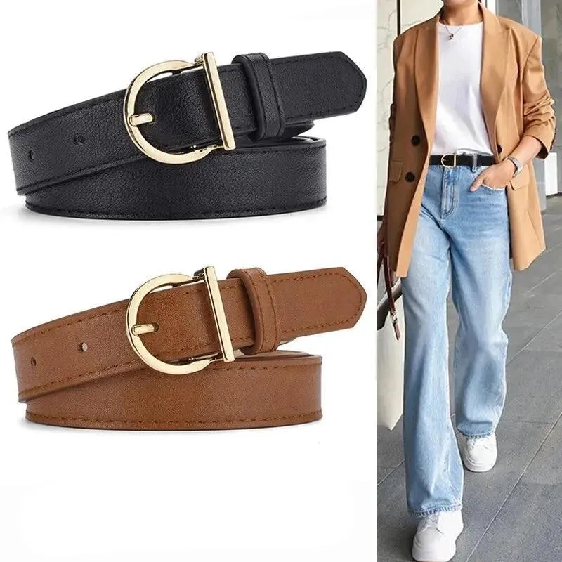 Stylish Leather Belt, PU Leather, Alloy Buckle, Versatile Fit, Elegant Design, Black & Brown Options, Perfect for Most Occasions