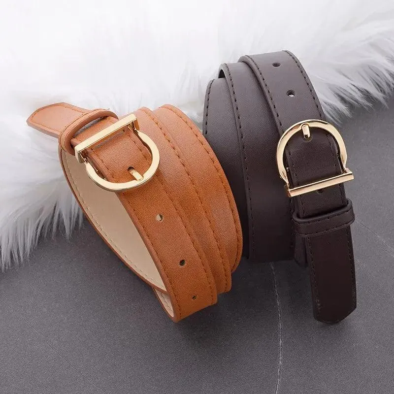 Stylish Leather Belt, PU Leather, Alloy Buckle, Versatile Fit, Elegant Design, Black & Brown Options, Perfect for Most Occasions