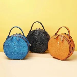 SUWERER Fashion Round Cowhide Leather Handbag