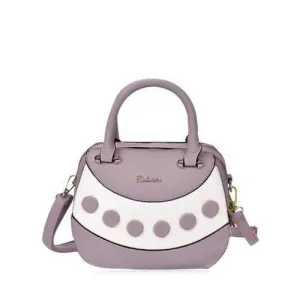 Textured Leather Polka Dot Handbag - Purple