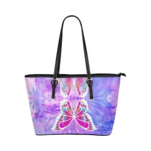 Tote Bags, Purple And Black Gradient Butterfly Style Leather Bag