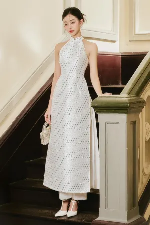 Uyen Nhi A-line Sleeveless Taffeta Midi Ao Dai