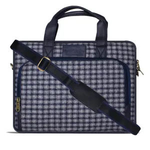 Vegan & Tweed Pro Laptop Sling Bag Retro Blue Checks