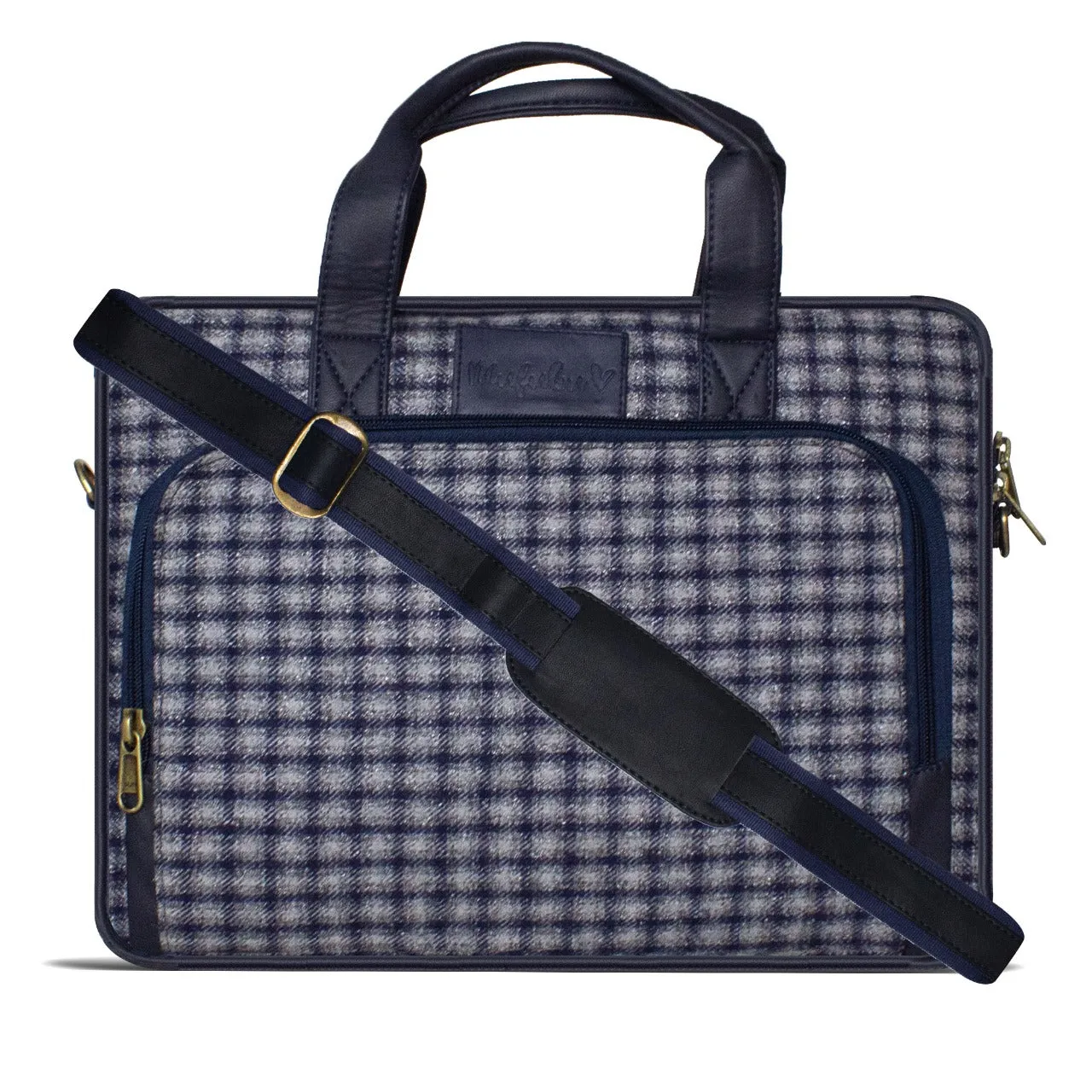 Vegan & Tweed Pro Laptop Sling Bag Retro Blue Checks