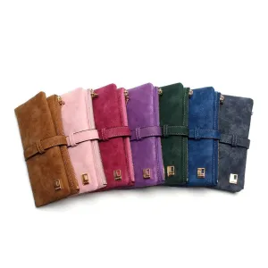 Vegan Friendly Nubuck Leather Zipper Long Design Purse