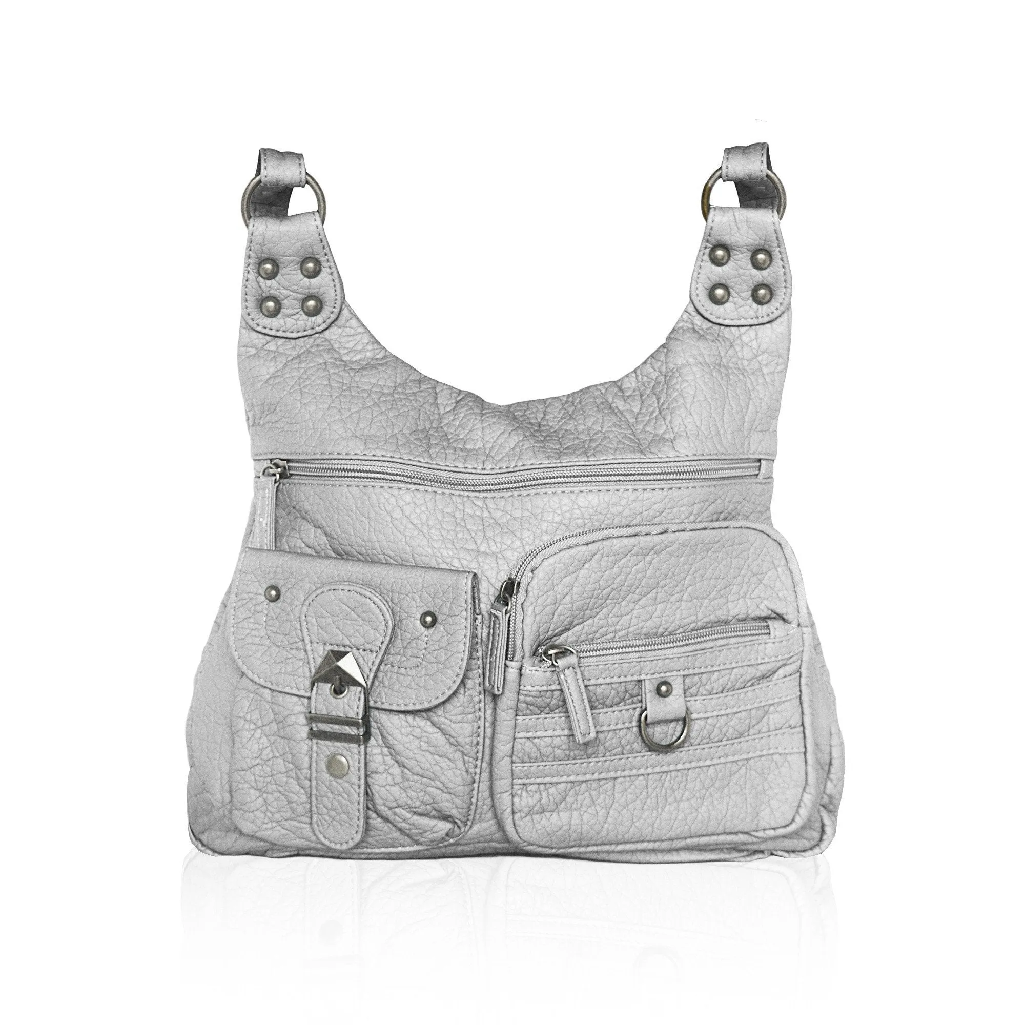 Washable Vegan Leather Series - Casual Messenger Bags - Black