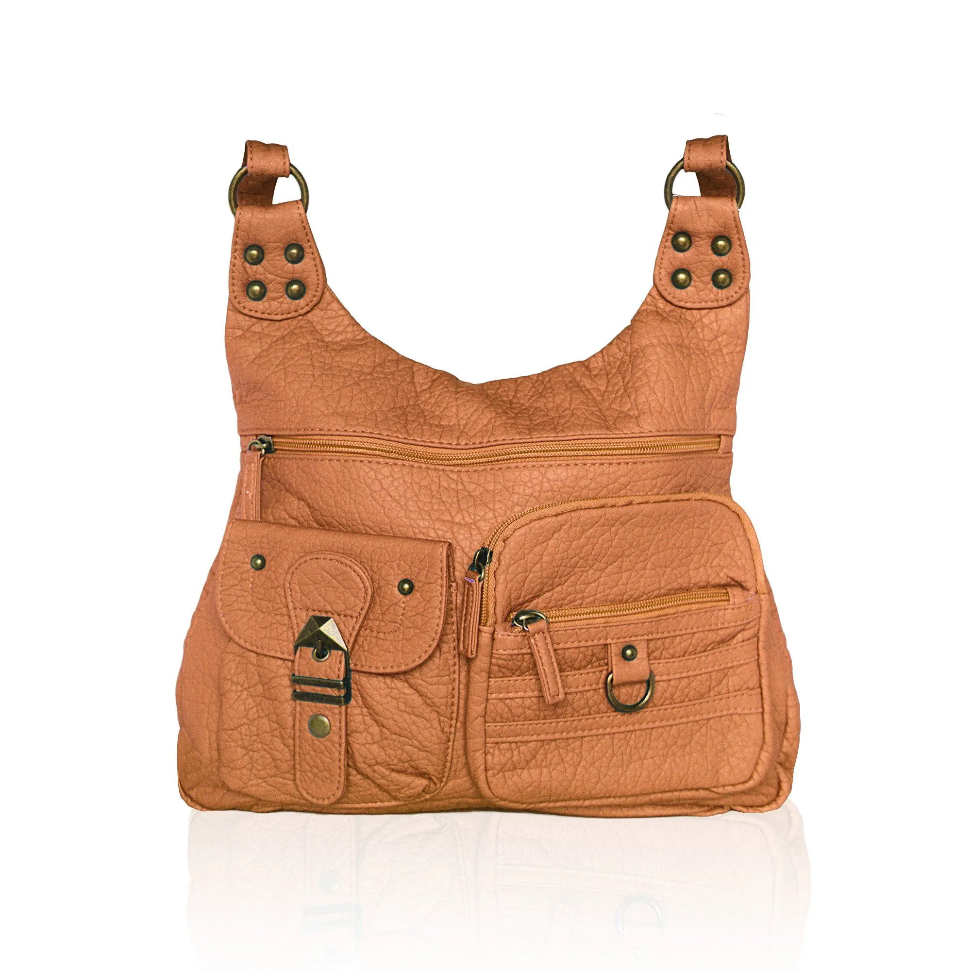 Washable Vegan Leather Series - Casual Messenger Bags - Black