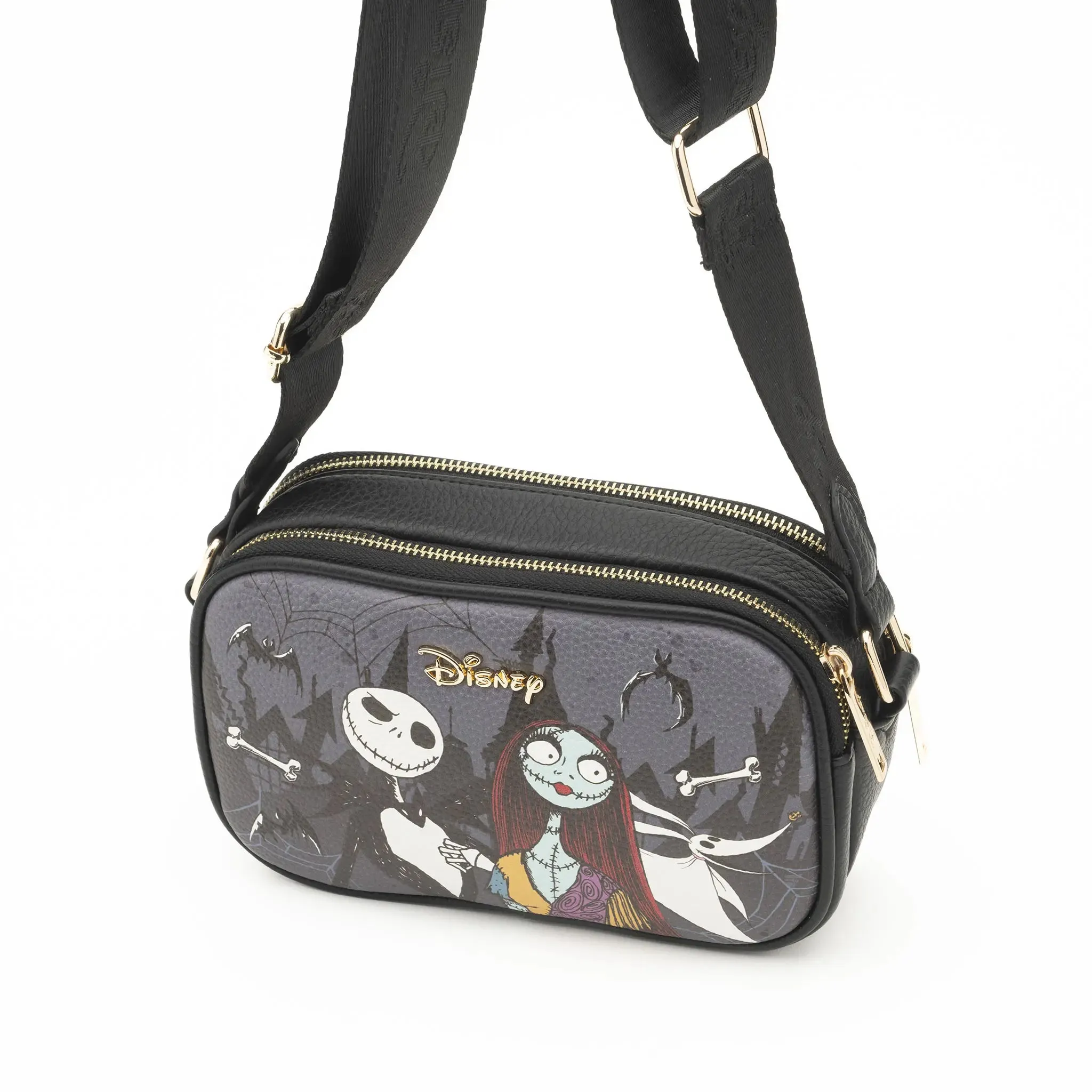 WondaPop Jack and Sally Double Zipper Crossbody/Shoulder Bag