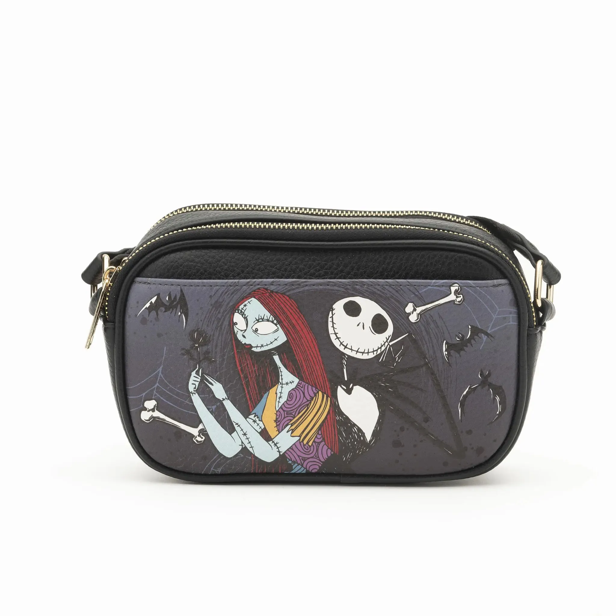 WondaPop Jack and Sally Double Zipper Crossbody/Shoulder Bag