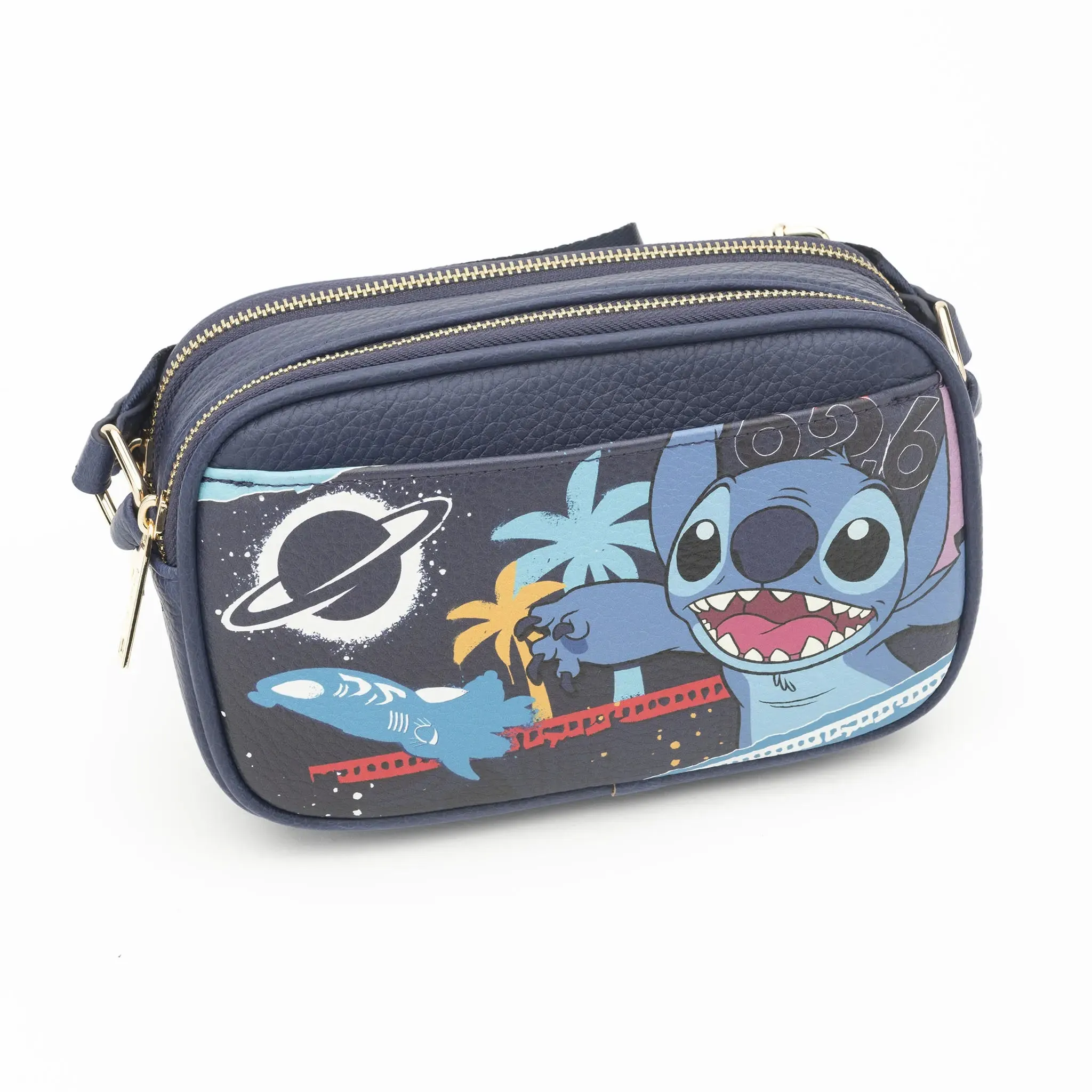 WondaPop Stitch Double Zipper Crossbody/Shoulder Bag